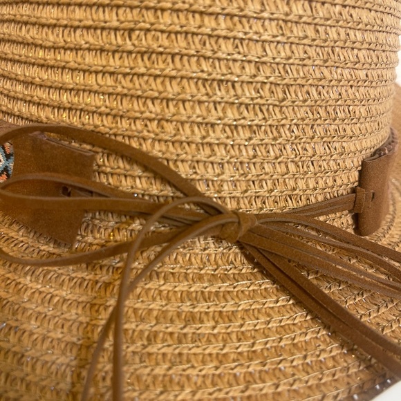 Hat straw southwestern Tan braided hatband NWT Sun hat beach - Picture 4 of 7
